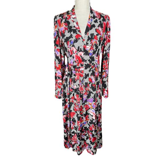 Diane Von Furstenberg Erica Midi Shirt Dress Women's 10 Floral Designer DVF - Picture 5 of 13